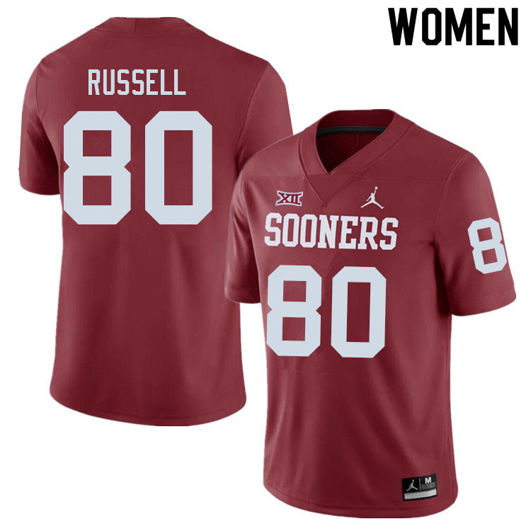 Women #80 Kayhon Russell Oklahoma Sooners College Football Jerseys Sale-Crimson